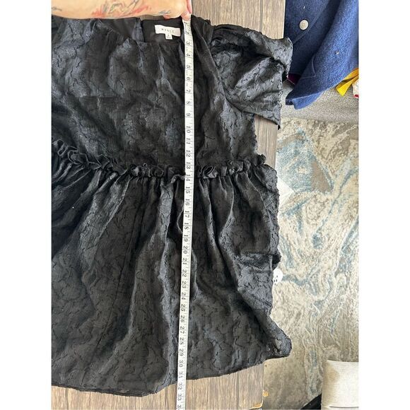 Mable Black Puff Sleeve Whimsical Goth Peplum Tunic Top Size S Withcy Wednesday - Picture 13 of 14